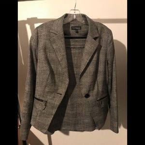 Grey and Silver Plaid Skirt Suit